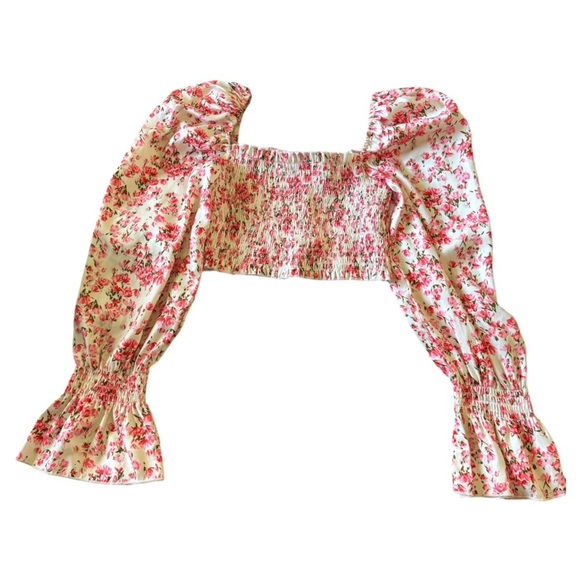 Floral Puff Sleeve Crop Top - Picture 4 of 4